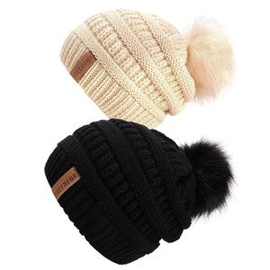 5⭐️ Rated Slouchy PomPom Beanie Hat Bundle